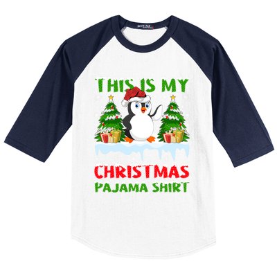 This Is My Christmas Pajama Santa Hat Penguin Christmas Funny Gift Baseball Sleeve Shirt