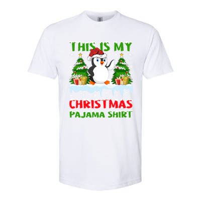 This Is My Christmas Pajama Santa Hat Penguin Christmas Funny Gift Softstyle CVC T-Shirt