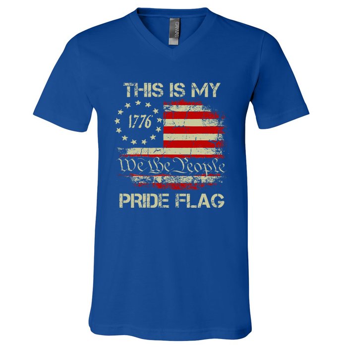 This Is My Pride Flag Usa American Patriotic V-Neck T-Shirt