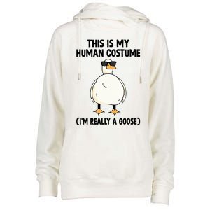 This Is My Human Costume IM Really A Goose Womens Funnel Neck Pullover Hood