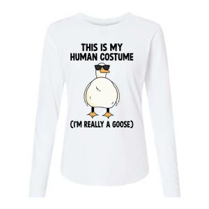 This Is My Human Costume IM Really A Goose Womens Cotton Relaxed Long Sleeve T-Shirt