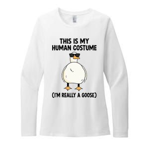 This Is My Human Costume IM Really A Goose Womens CVC Long Sleeve Shirt