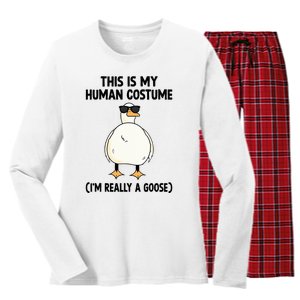 This Is My Human Costume IM Really A Goose Women's Long Sleeve Flannel Pajama Set 