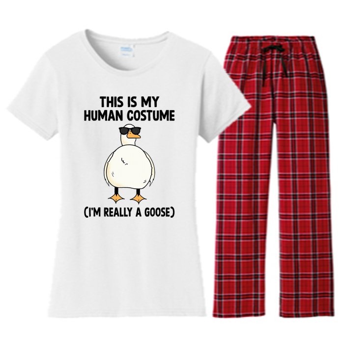 This Is My Human Costume IM Really A Goose Women's Flannel Pajama Set