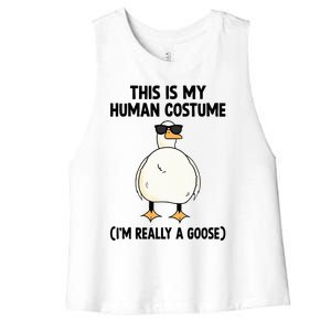 This Is My Human Costume IM Really A Goose Women's Racerback Cropped Tank