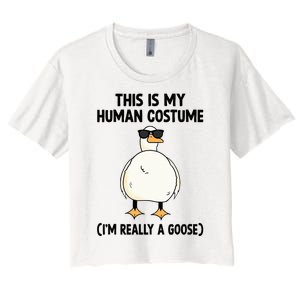 This Is My Human Costume IM Really A Goose Women's Crop Top Tee