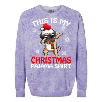 This Is My Christmas Pajama Cute Gift Pug Santa Funny Gift Colorblast Crewneck Sweatshirt