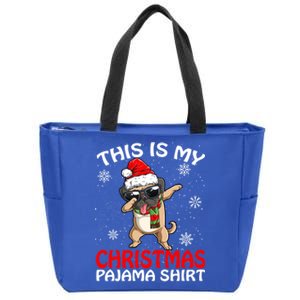 This Is My Christmas Pajama Cute Gift Pug Santa Funny Gift Zip Tote Bag