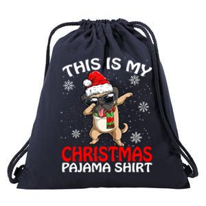 This Is My Christmas Pajama Cute Gift Pug Santa Funny Gift Drawstring Bag