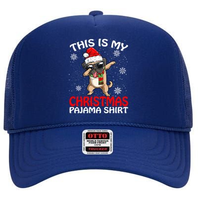 This Is My Christmas Pajama Cute Gift Pug Santa Funny Gift High Crown Mesh Back Trucker Hat