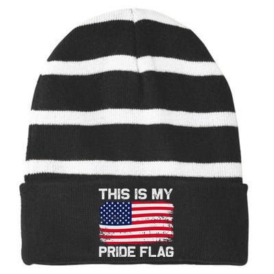 This Is My Pride Flag Striped Beanie with Solid Band