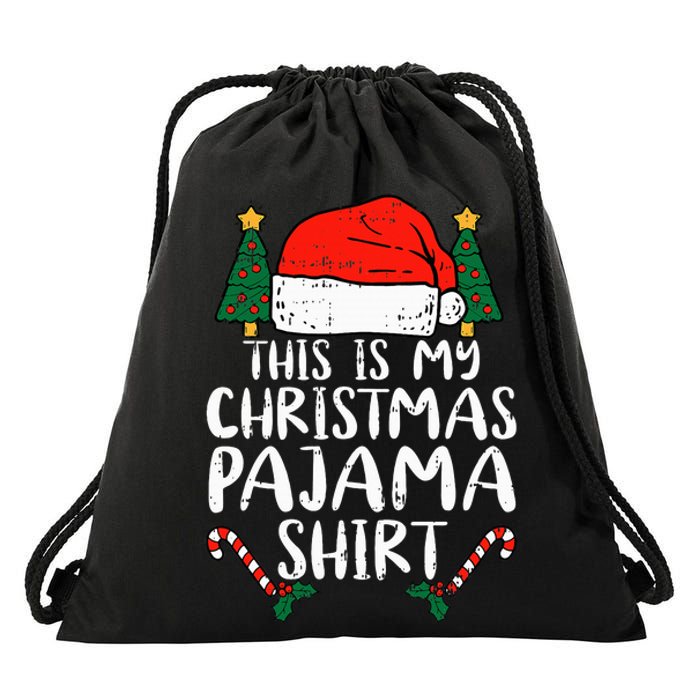 This Is My Christmas Pajama Funny Santa Xmas Holiday Drawstring Bag