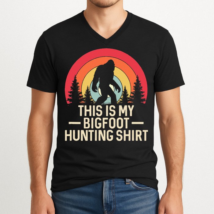 This Is My Bigfoot Hunting Squatchy Sasquatch V-Neck T-Shirt