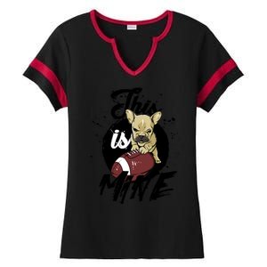 This Is Mine Cute Football Dog Ladies Halftime Notch Neck Tee