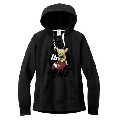 This Is Mine Cute Football Dog Women's Fleece Hoodie