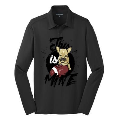 This Is Mine Cute Football Dog Silk Touch Performance Long Sleeve Polo