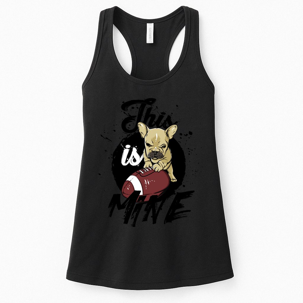 This Is Mine Cute Football Dog Womens Tank Top