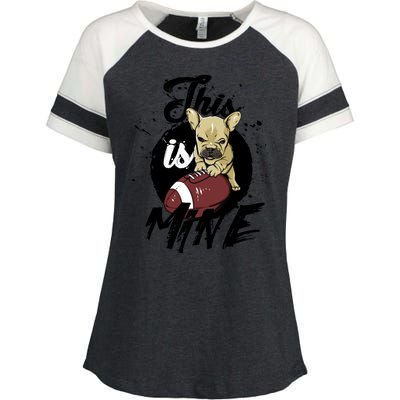 This Is Mine Cute Football Dog Enza Ladies Jersey Colorblock Tee