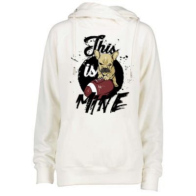 This Is Mine Cute Football Dog Womens Funnel Neck Pullover Hood