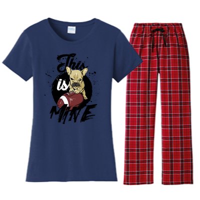 This Is Mine Cute Football Dog Women's Flannel Pajama Set