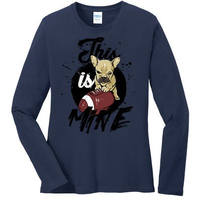 This Is Mine Cute Football Dog Ladies Long Sleeve Shirt