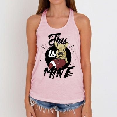 This Is Mine Cute Football Dog Women's Knotted Racerback Tank