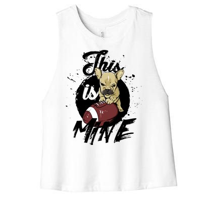 This Is Mine Cute Football Dog Women's Racerback Cropped Tank