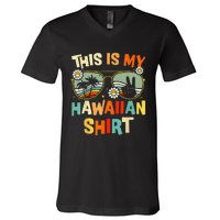 This Is My Hawaiian Tropical Luau Costume Party Hawaii V-Neck T-Shirt