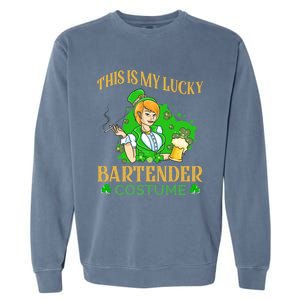 This Is My Lucky Bartender Costume Funny St Patrick Day Gift Garment-Dyed Sweatshirt