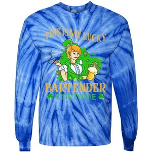 This Is My Lucky Bartender Costume Funny St Patrick Day Gift Tie-Dye Long Sleeve Shirt