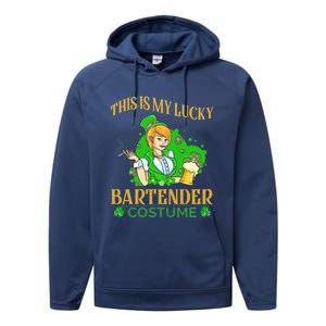 This Is My Lucky Bartender Costume Funny St Patrick Day Gift Performance Fleece Hoodie