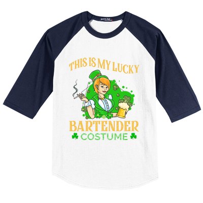 This Is My Lucky Bartender Costume Funny St Patrick Day Gift Baseball Sleeve Shirt