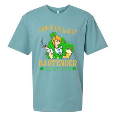 This Is My Lucky Bartender Costume Funny St Patrick Day Gift Sueded Cloud Jersey T-Shirt