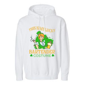 This Is My Lucky Bartender Costume Funny St Patrick Day Gift Garment-Dyed Fleece Hoodie