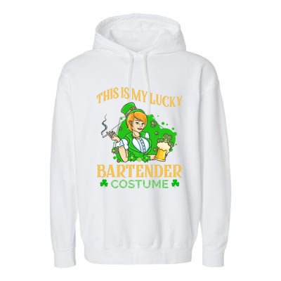 This Is My Lucky Bartender Costume Funny St Patrick Day Gift Garment-Dyed Fleece Hoodie