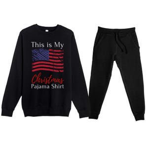 This Is My Christmas Pajama Usa American Flag Patriotic Gift Premium Crewneck Sweatsuit Set