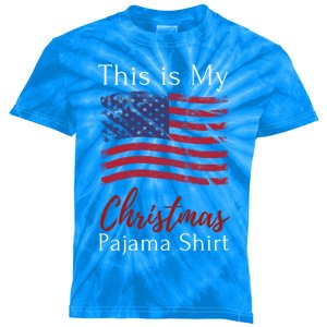 This Is My Christmas Pajama Usa American Flag Patriotic Gift Kids Tie-Dye T-Shirt