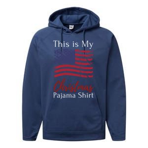 This Is My Christmas Pajama Usa American Flag Patriotic Gift Performance Fleece Hoodie