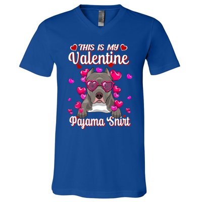 This Is My Valentine Pajama Gift Pitbull Lovers Cute Gift V-Neck T-Shirt