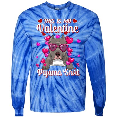 This Is My Valentine Pajama Gift Pitbull Lovers Cute Gift Tie-Dye Long Sleeve Shirt