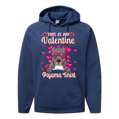 This Is My Valentine Pajama Gift Pitbull Lovers Cute Gift Performance Fleece Hoodie