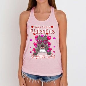 This Is My Valentine Pajama Gift Pitbull Lovers Cute Gift Women's Knotted Racerback Tank