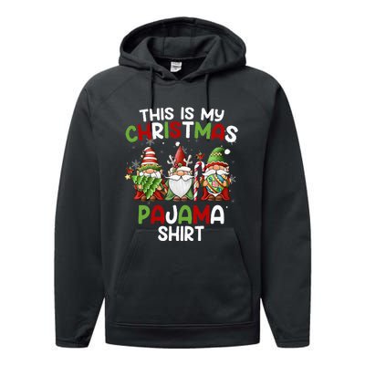 This Is My Christmas Pajama Gnomies Gnome Xmas Holiday Performance Fleece Hoodie