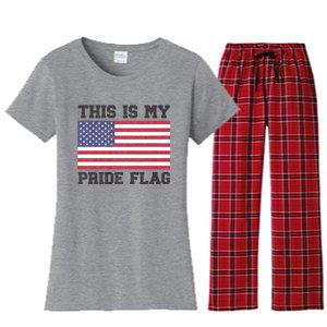 This Is My Pride Flag Usa American 4th Of July Patriotic Women's Flannel Pajama Set