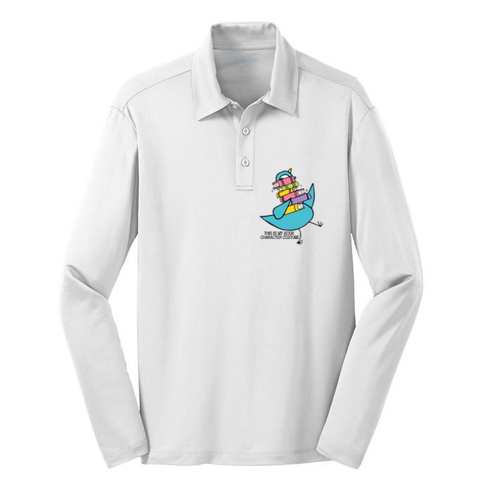 This Is My Book Character Costume Funny Pigeon Reading Trending Design Silk Touch Performance Long Sleeve Polo