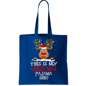 This Is My Christmas Pajama Funny Christmas Reindeer Tote Bag