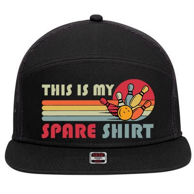 This Is My Spare Bowling Bowler Funny Team 7 Panel Mesh Trucker Snapback Hat