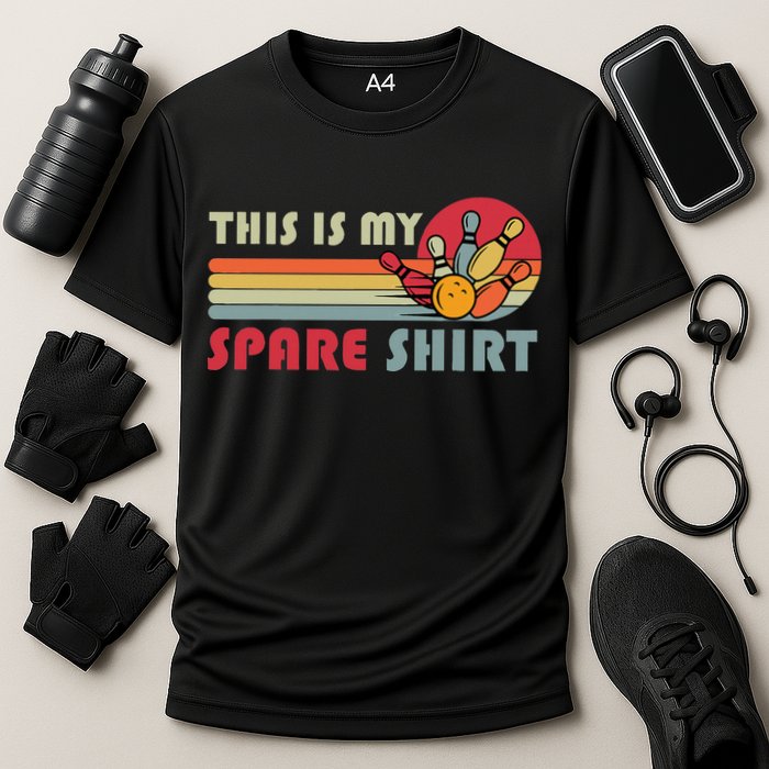 This Is My Spare Bowling Bowler Funny Team Cooling Performance Crew T-Shirt