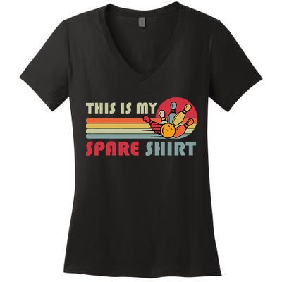 This Is My Spare Bowling Bowler Funny Team Women's V-Neck T-Shirt