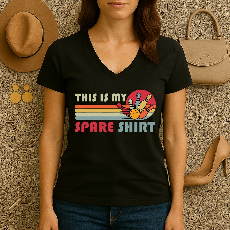 This Is My Spare Bowling Bowler Funny Team Women's V-Neck T-Shirt